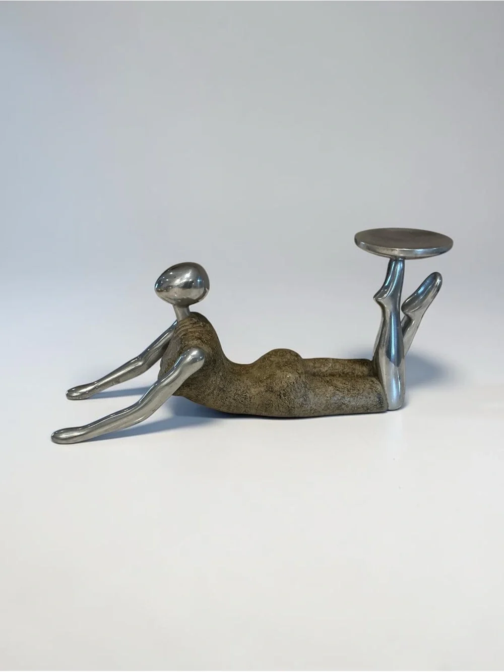 Vtg Mid Century modern woman figurine limestone candle holder Texture Homedecor